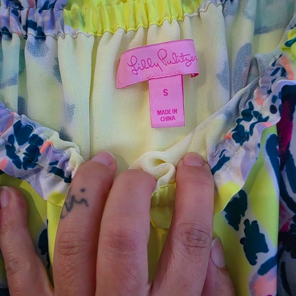 Lilly Pulitzer Payge Off Shoulder‎ Dress Bauble Yellow Lemur Alone GRAIL SMALL - Picture 9 of 10